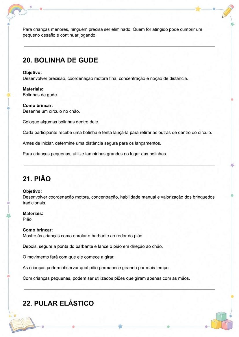 Brincadeiras folclórias para imprimir para crianças folha de atividade página 11